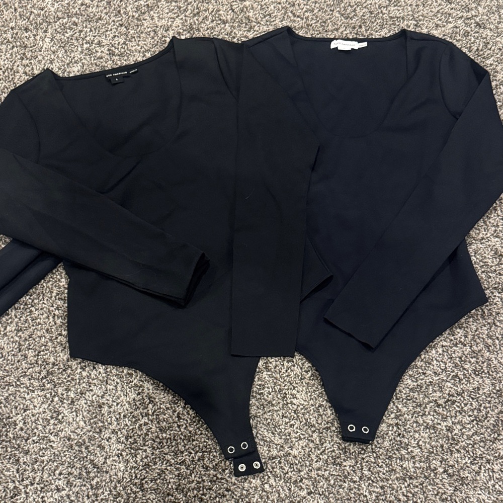 Good American scoop neck black bodysuits (set of 2)